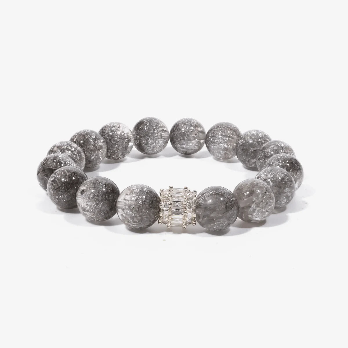 Studio product shot of Ethereal Harmony Silver Quartz Bracelet isolated on a clean white background.