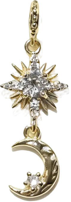 Gilded Zirconia Celestial Star & Moon Dangle
