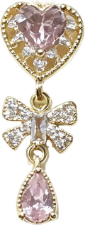 Gold-Filled Pink Zirconia Heart & Bow Dangle Spacer