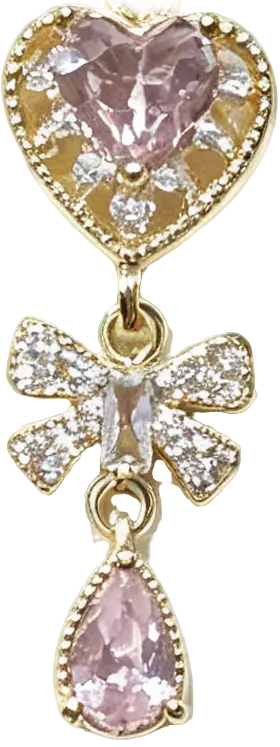 Gold-Filled Pink Zirconia Heart & Bow Dangle Spacer
