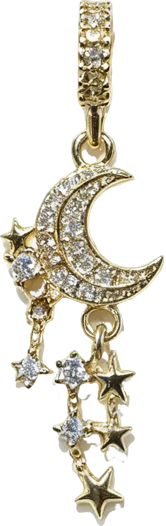 Gold-Filled Zirconia Celestial Moon & Trailing Star Dangle