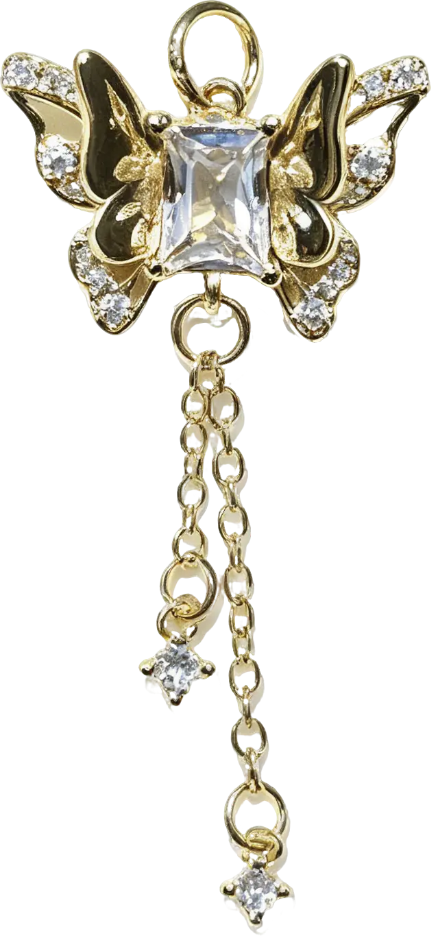 Gold-Filled Zirconia Mariposa & Trailing Chain Dangle