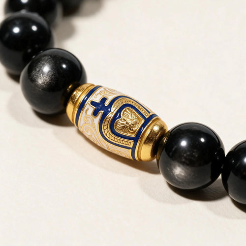 Armband aus vergoldetem, emailliertem Obsidian