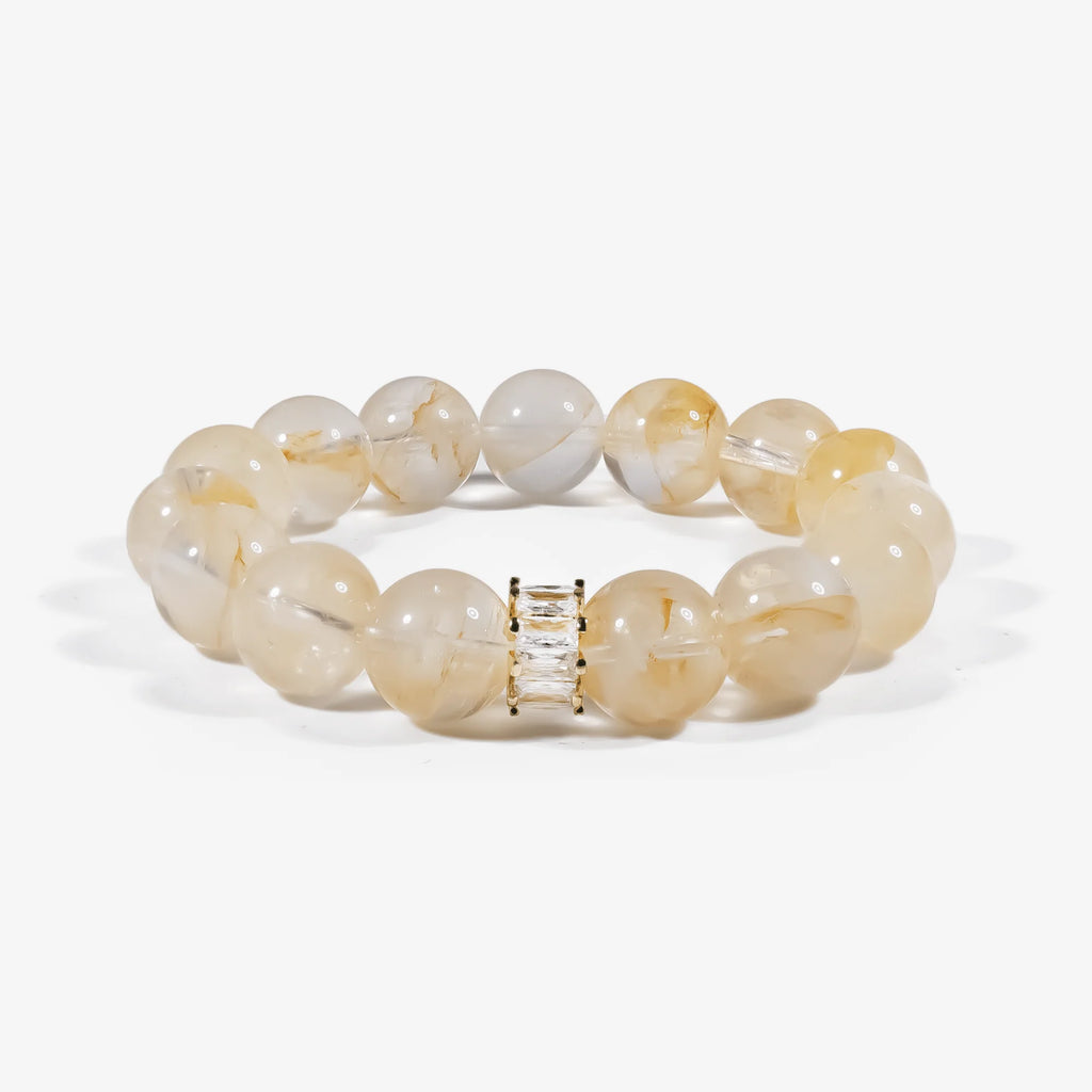 Studio product shot of Golden Hematoid Quartz Bracelet isolated on a clean white background.