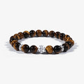 Studio product shot of Guardian Tiger's Eye Cross Bracelet isolated on a clean white background.