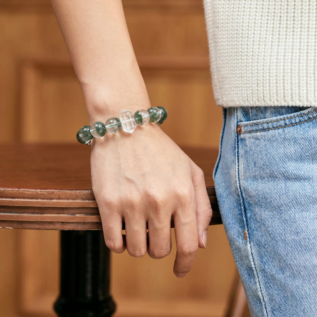 Mystic Forest Green Phantom Quartz Bracelet