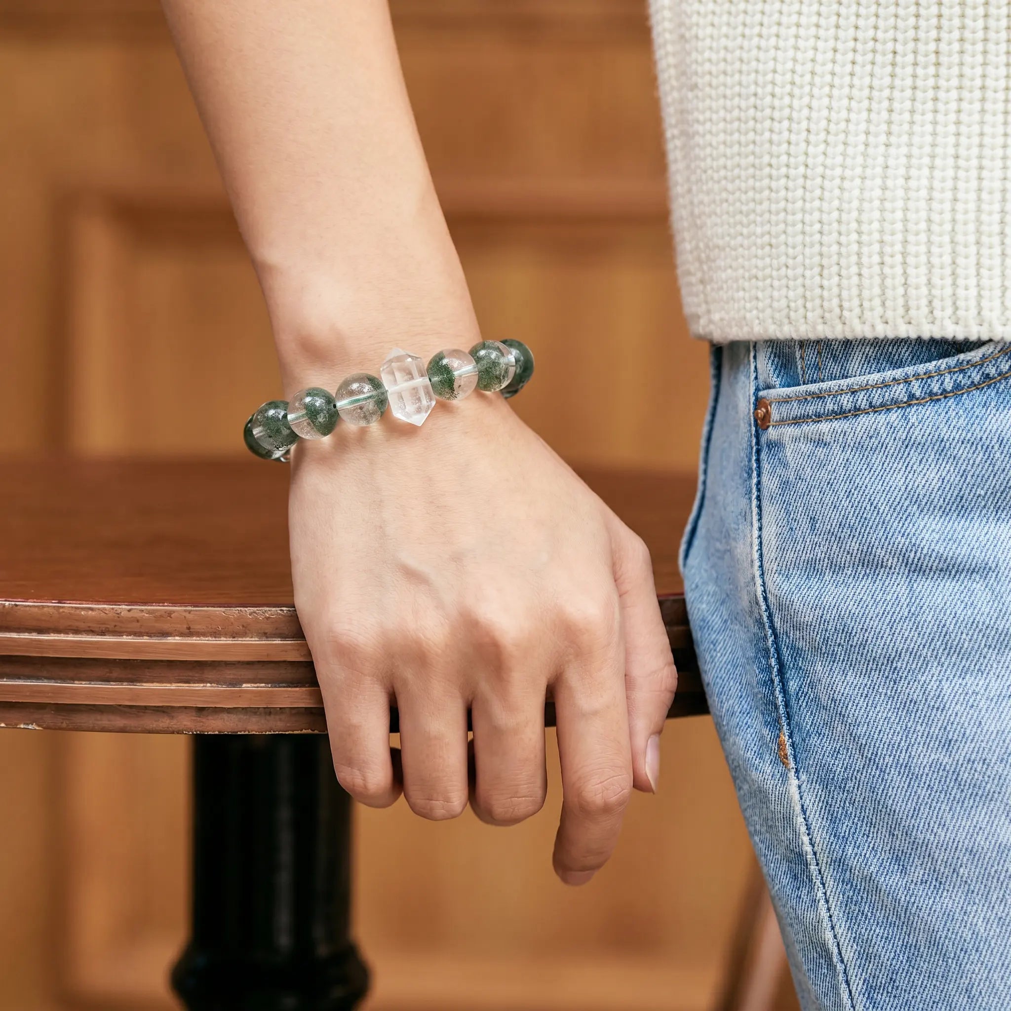 Mystic Forest Green Phantom Quartz Bracelet