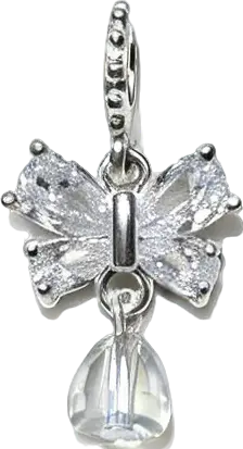 Platinum-Plated Zirconia Butterfly & Droplet Dangle