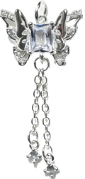 Platinum-Plated Zirconia Mariposa & Trailing Chain Dangle