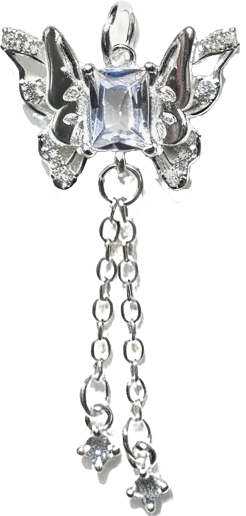 Platinum-Plated Zirconia Mariposa & Trailing Chain Dangle
