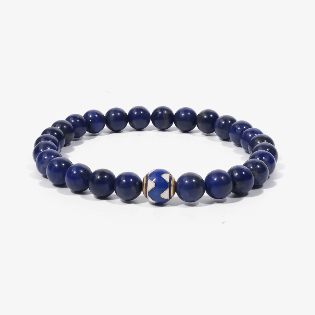 Studio product shot of Royal Horizon Lapis Lazuli Bracelet isolated on a clean white background.