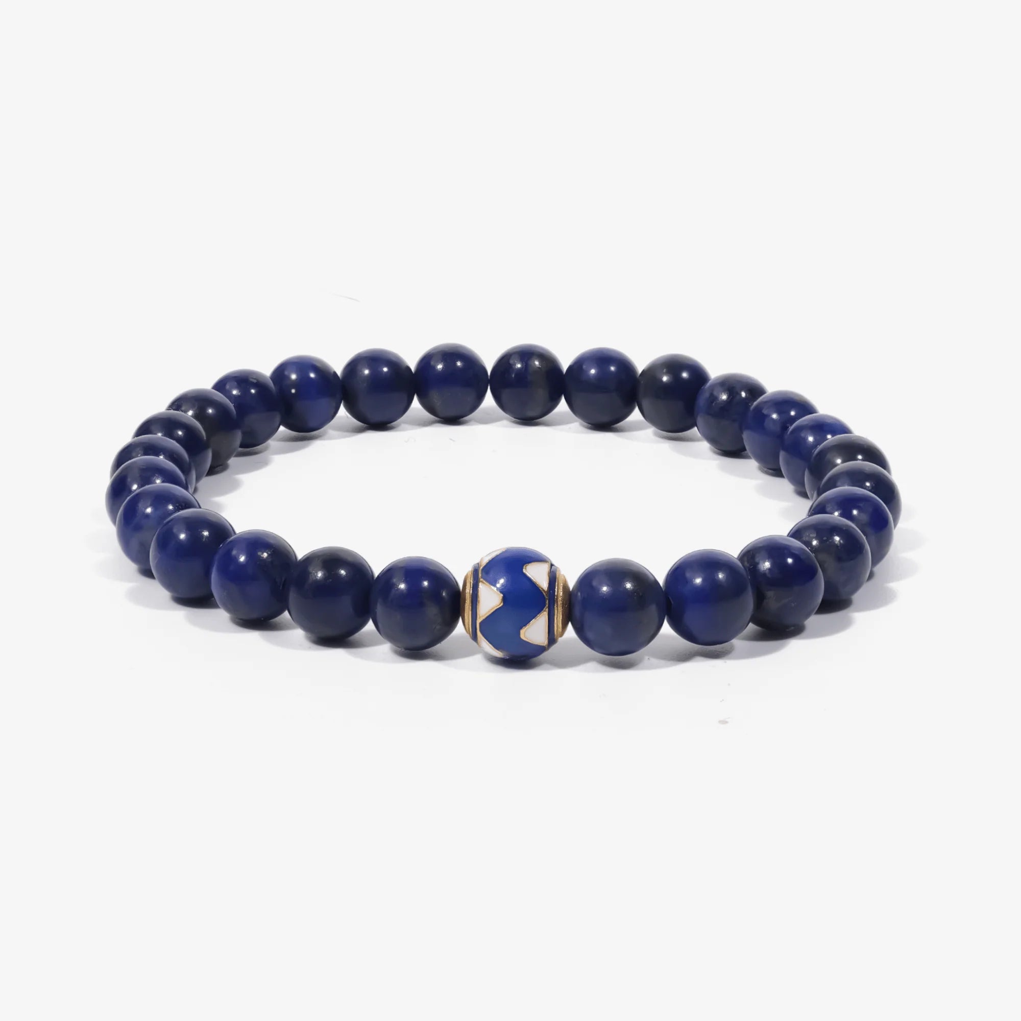 Studio product shot of Royal Horizon Lapis Lazuli Bracelet isolated on a clean white background.