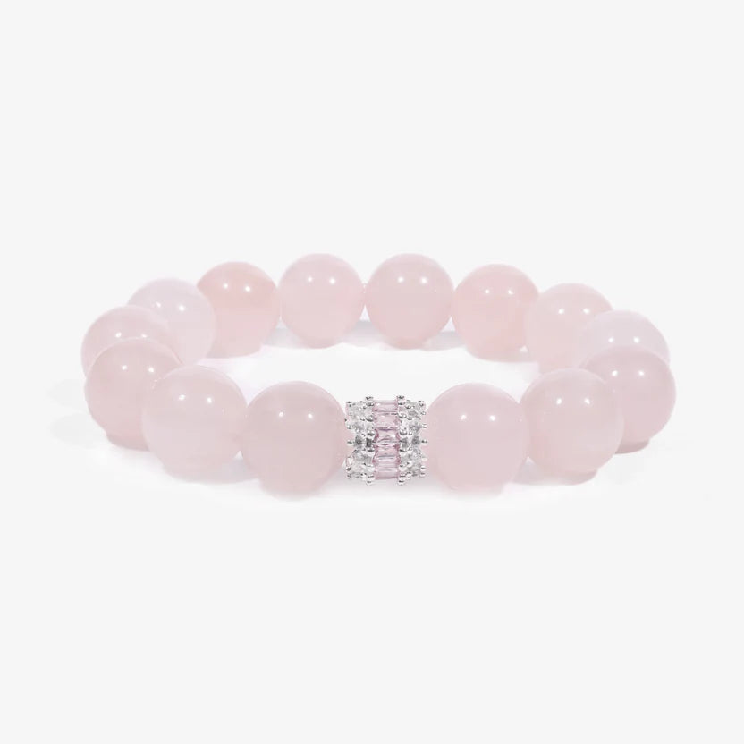 Studio product shot of Royal Rose Quartz Serenity Bracelet isolated on a clean white background.