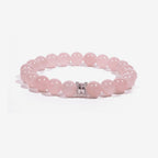 Studio product shot of Serenity Heart Rose Quartz Bracelet isolated on a clean white background.