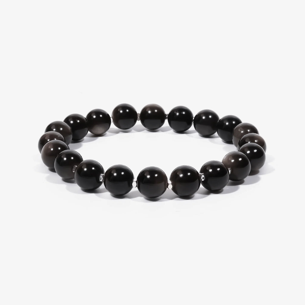 Studio product shot of Silent Guardian Obsidian Bracelet isolated on a pure white background.