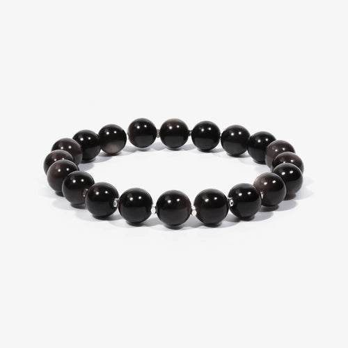 Studio product shot of Silent Guardian Obsidian Bracelet isolated on a pure white background.