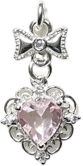 Silver-Plated Pink Zirconia Bow & Heart Dangle