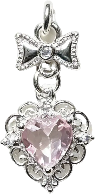Silver-Plated Pink Zirconia Bow & Heart Dangle