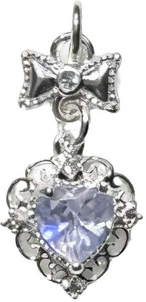 Silver-Plated Zirconia Bow-Knot & Heart Dangle