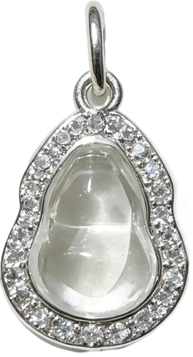Silver-Plated Zirconia Gourd Dangle Charm