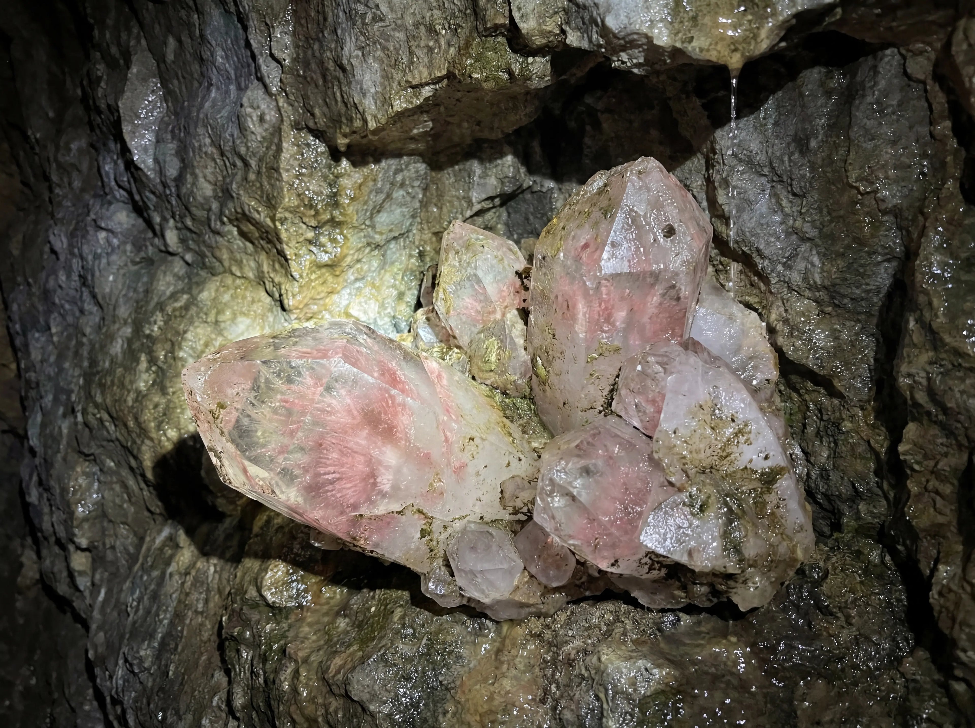 Unearthly raw strawberry quartz mineral specimen direct from the crystal mine for crystal healing.