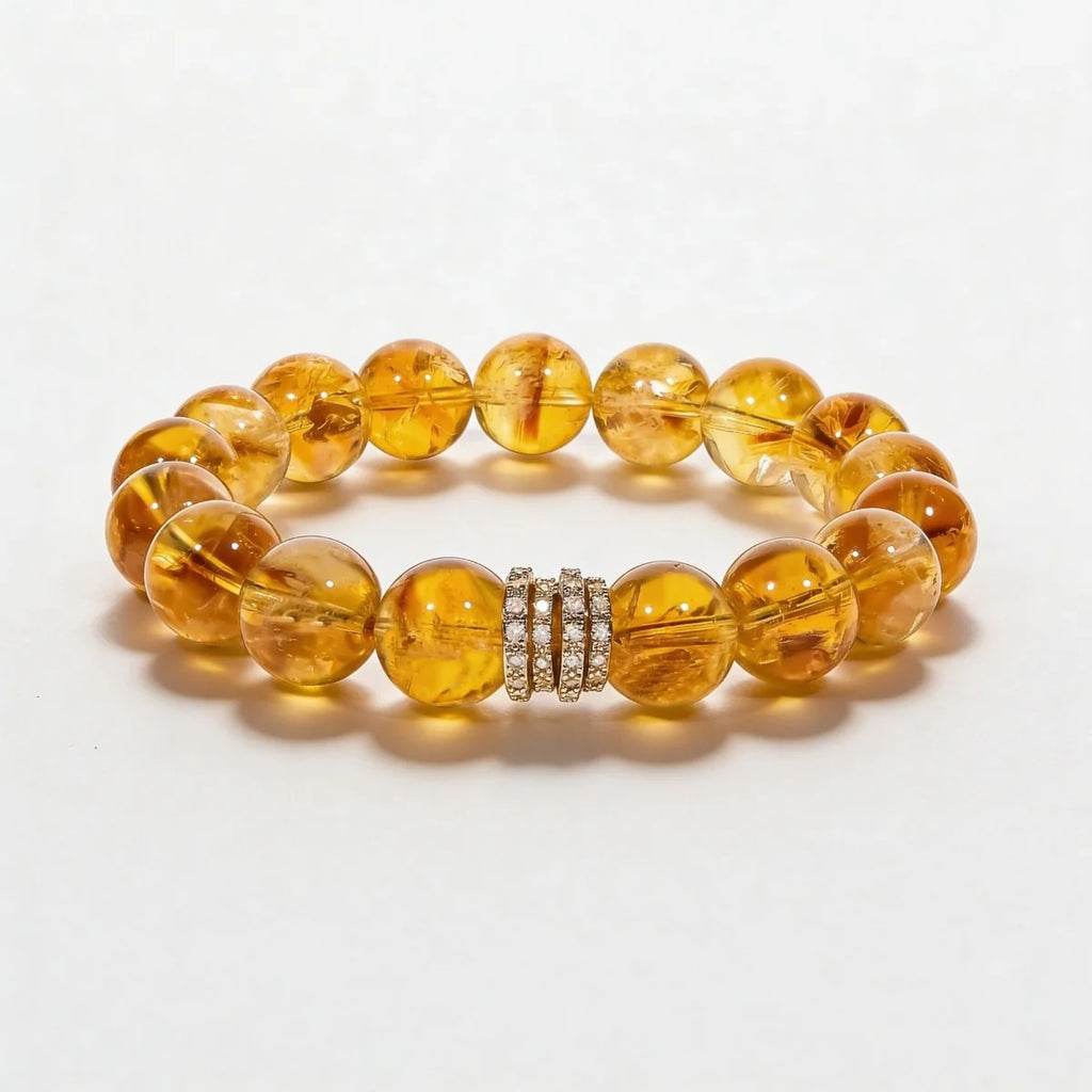 Studio product shot of Brazilian Citrine Bracelet with a customizable centerpiece isolated on white.